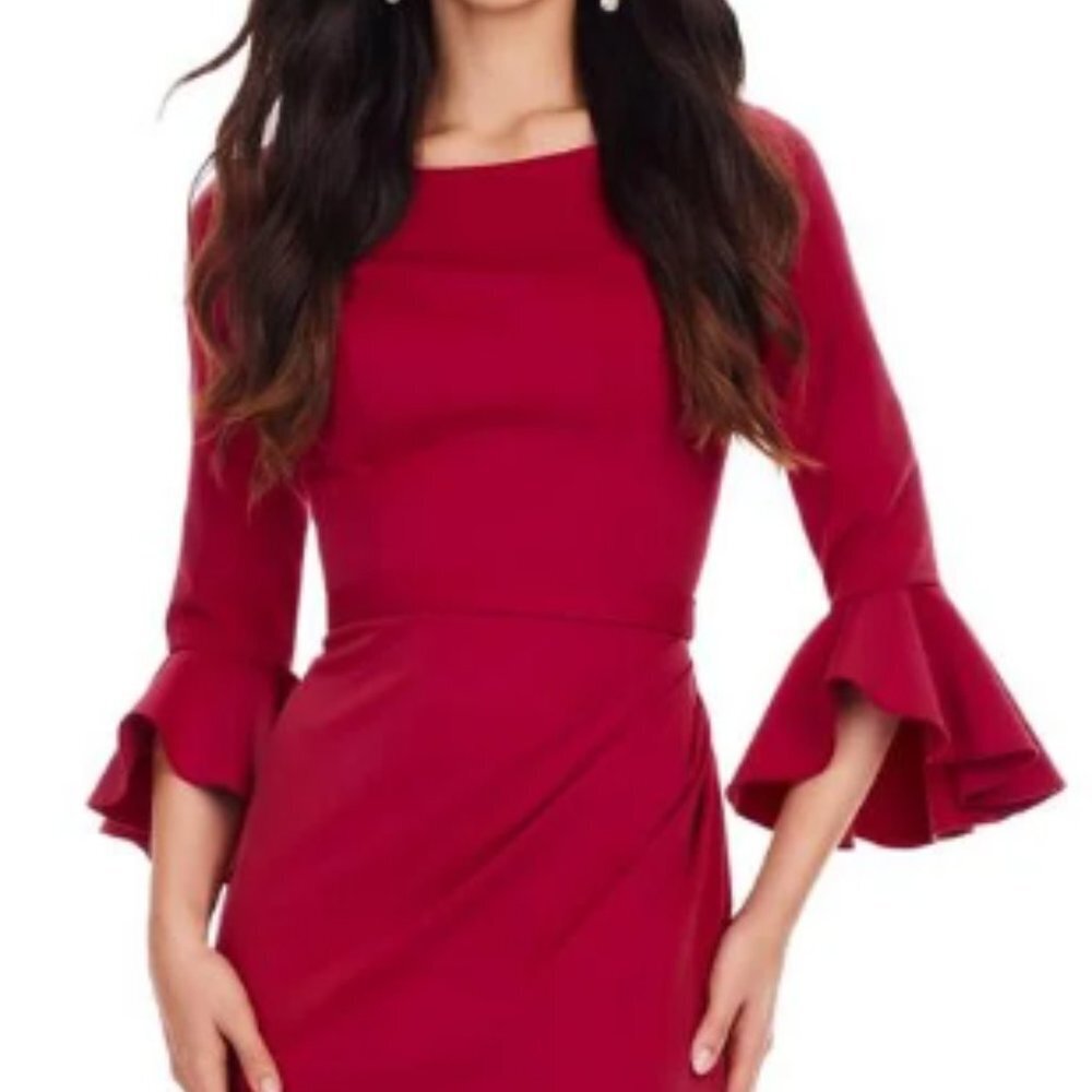 NWT Ashley Lauren 11325 Scuba Mother of the Bride Dress Burgundy Size 20 - Picture 4 of 6